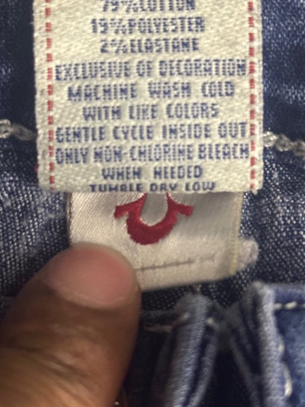 True Religion Women 30 Denim Blue Jean Pant USA Made Legging Tapered Slim Y2K - Picture 9 of 16